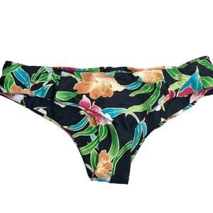 Mumu Mermaid Royal Hawaiian black gold tropical print bikini bottoms Small NWT